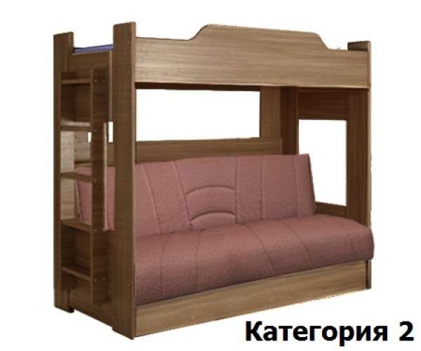 Двухъярусная кровать с диваном-кроватью 900*1900 шимо темный (II)