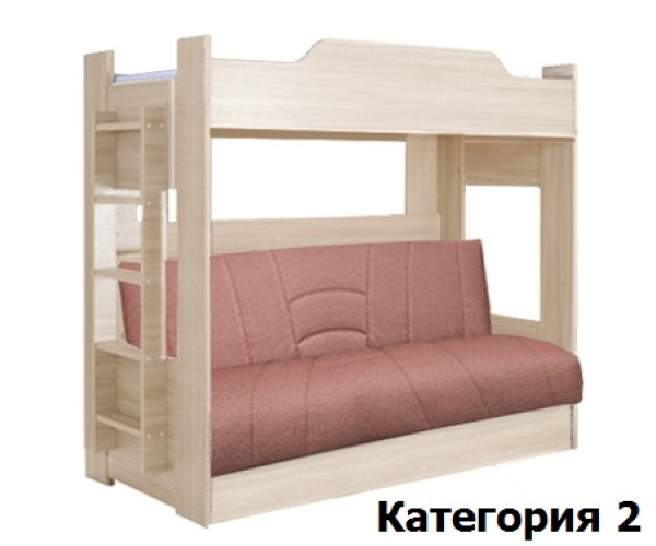 Двухъярусная кровать с диваном-кроватью 900*1900 шимо светлый (II)