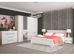 Спальня АНТ (кровать 1,6 м б/м б/о+2 тумбы+комод+2 шкафа) сонома/белый софт