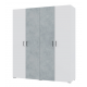 Четырехстворчатый шкаф 1800*570*2072 белый/бетон 
