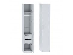 Одностворчатый шкаф с ящиками 400*580*2400 белый/ЛДСП белый