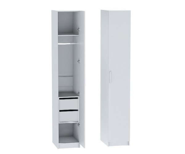 Одностворчатый шкаф с ящиками 400*580*2400 белый/ЛДСП белый