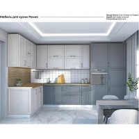 Кухня 3400*1822 мм графит/анкор светлый рамка МДФ