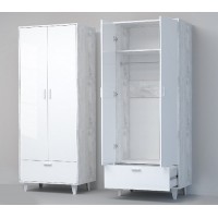 Шкаф Эго ШК-1 (НГ) бетон светлый/белый глянец
