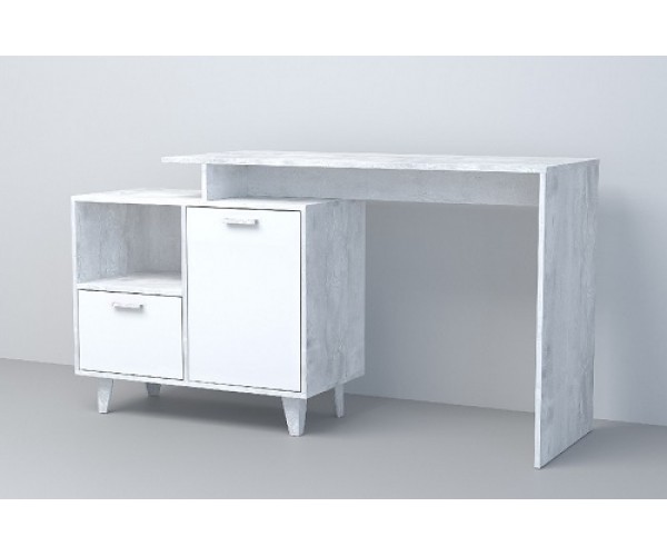 Письменный стол  СТ-2 (НГ) бетон светлый/ белый глянец