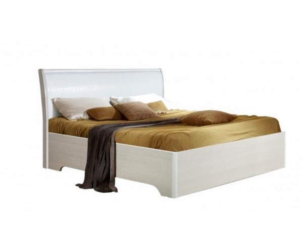 Кровать Мона 06.298 (1400 мм) с настилом вудлайн кремовый/аруша венге/кожзам Глянец крокодил белый