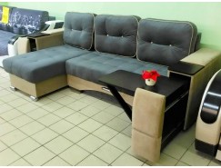 Угловой диван Престиж (ящик+столик) 2 кат. серый