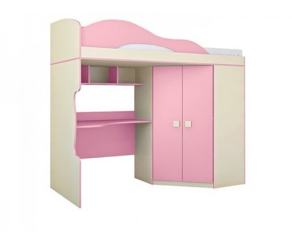 Радуга (кровать 2 этаж + шкаф) спальное место 800х2000 бежевый/фламинго