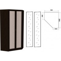 Несимметричный угловой шкаф со штангой и полками 403+2 зеркала 3100 венге