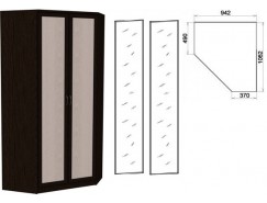Несимметричный угловой шкаф со штангой и полками 403+2 зеркала 3100 венге